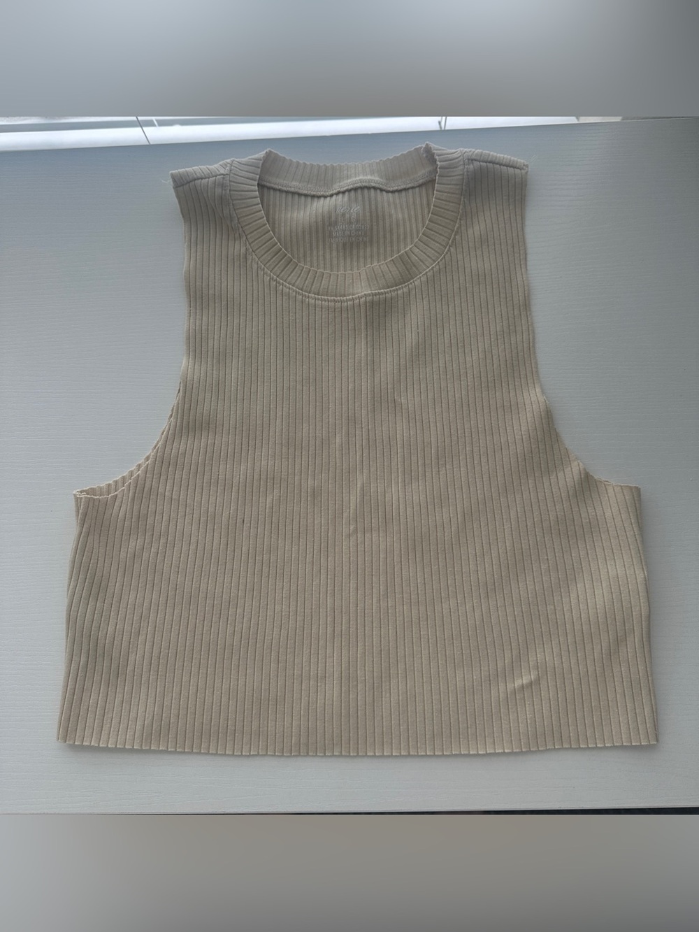 Aerie Ribbed Crop Tank Top - Cream